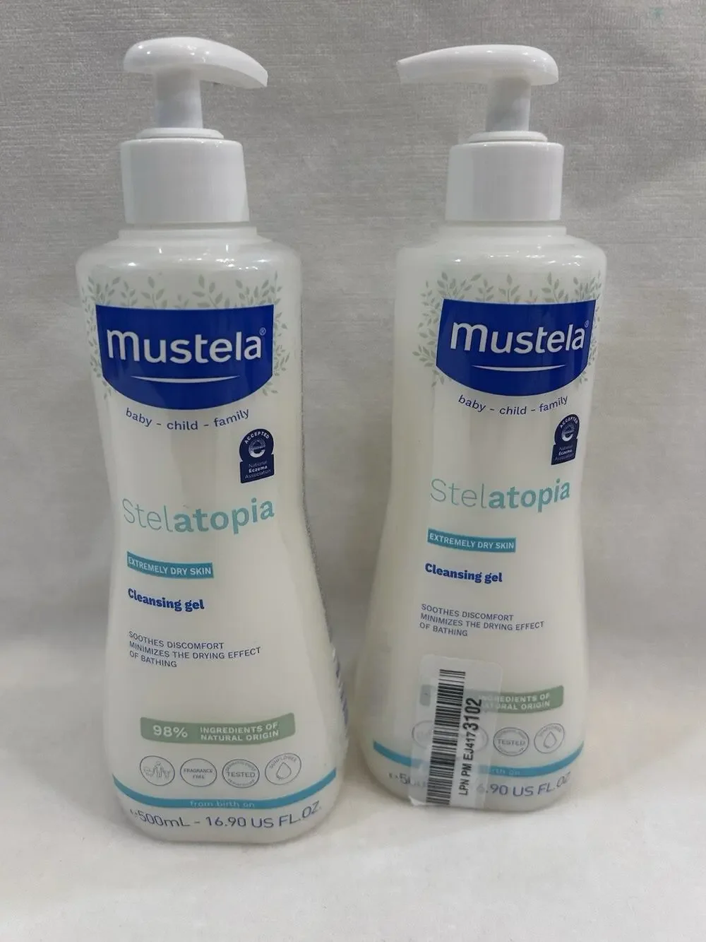 Mustela Stelatopia Eczema-Prone Skin Cleansing Gel Baby Face & Body Lot Of 2